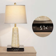 Beige Travertine-Inspired Table Lamp