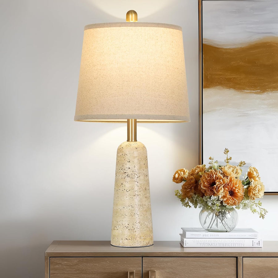 Beige Travertine-Inspired Table Lamp