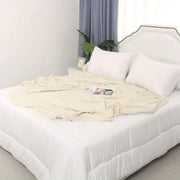 Beige Oversized Cotton Knit Blanket