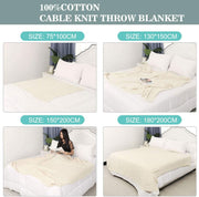 Beige Oversized Cotton Knit Blanket