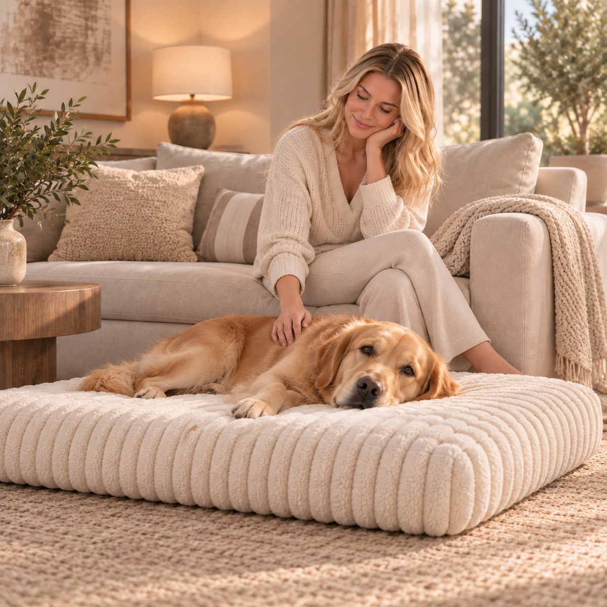 XXL Orthopedic Dog Bed – Cream