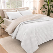 Solea Quilted Coverlet Set – White