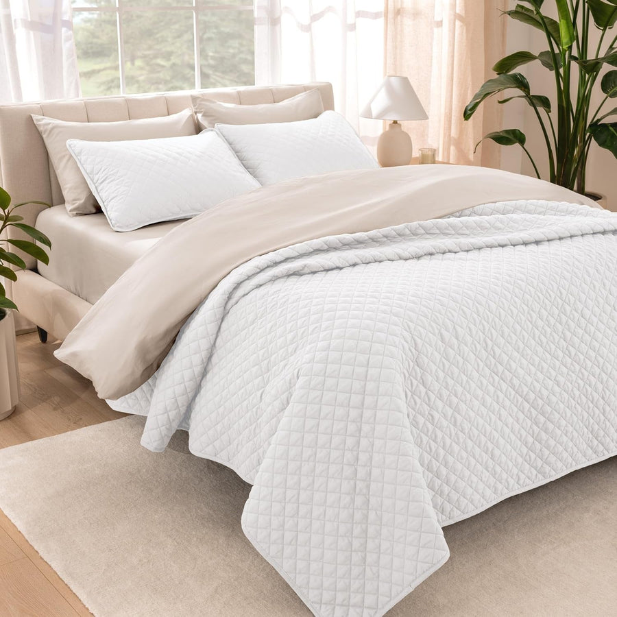 White Quilted Coverlet Set – Full/Queen