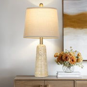 TerraGlow Travertine Table Lamp – Beige